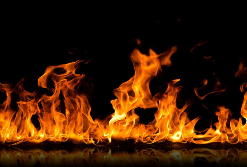 Fire flames on a black background